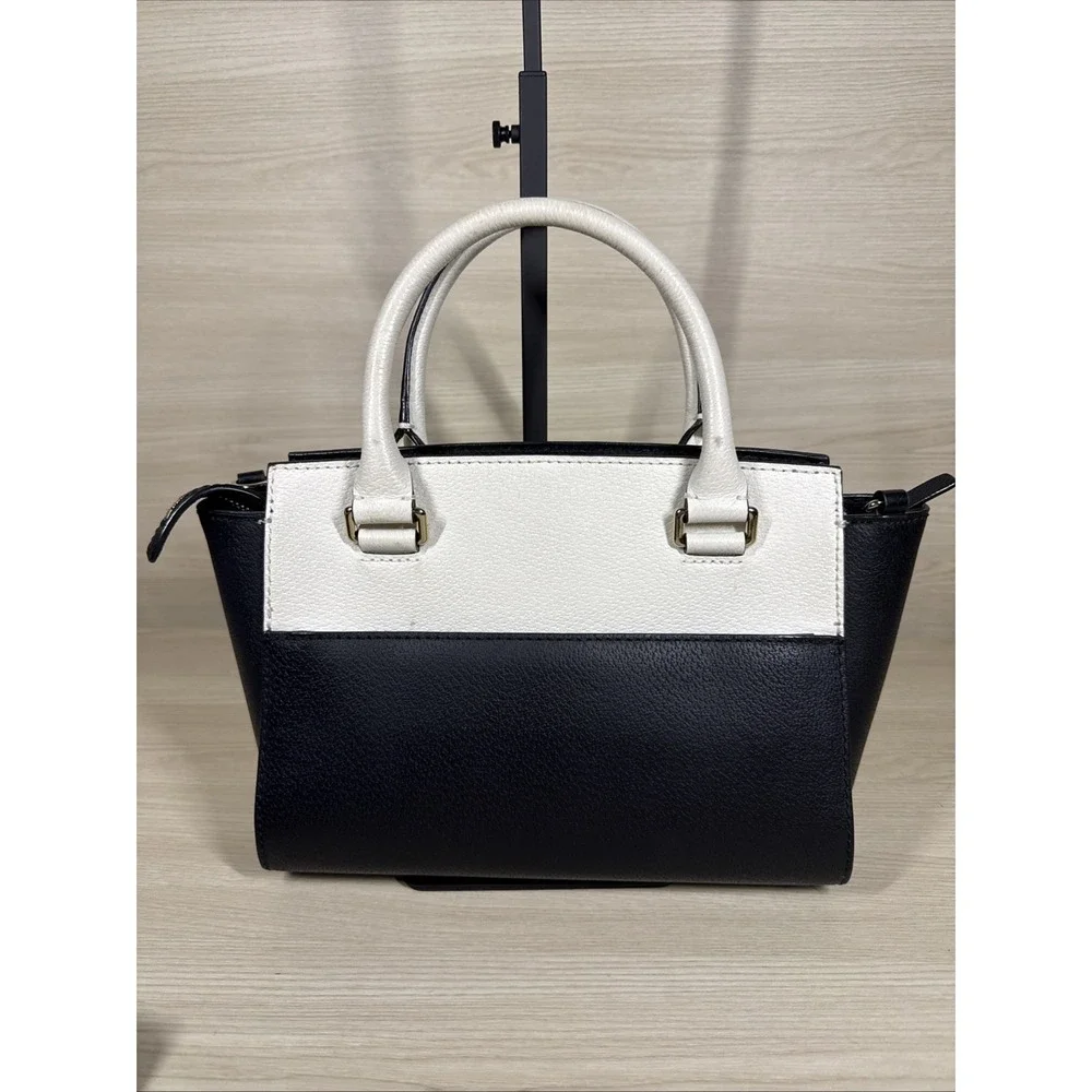 Kate Spade‎ NY Grove Street Caley Leather Satchel Purse Black White W/ Wallet